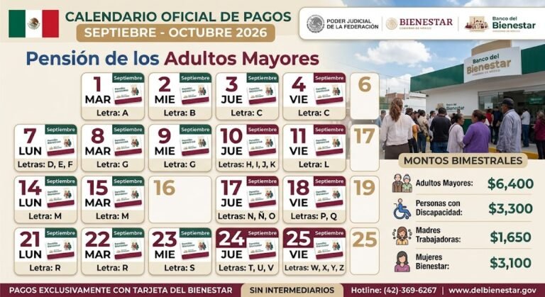 calendario pensión bienestar septiembre